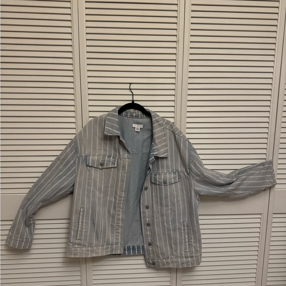 Striped Oversized Jean Jacket